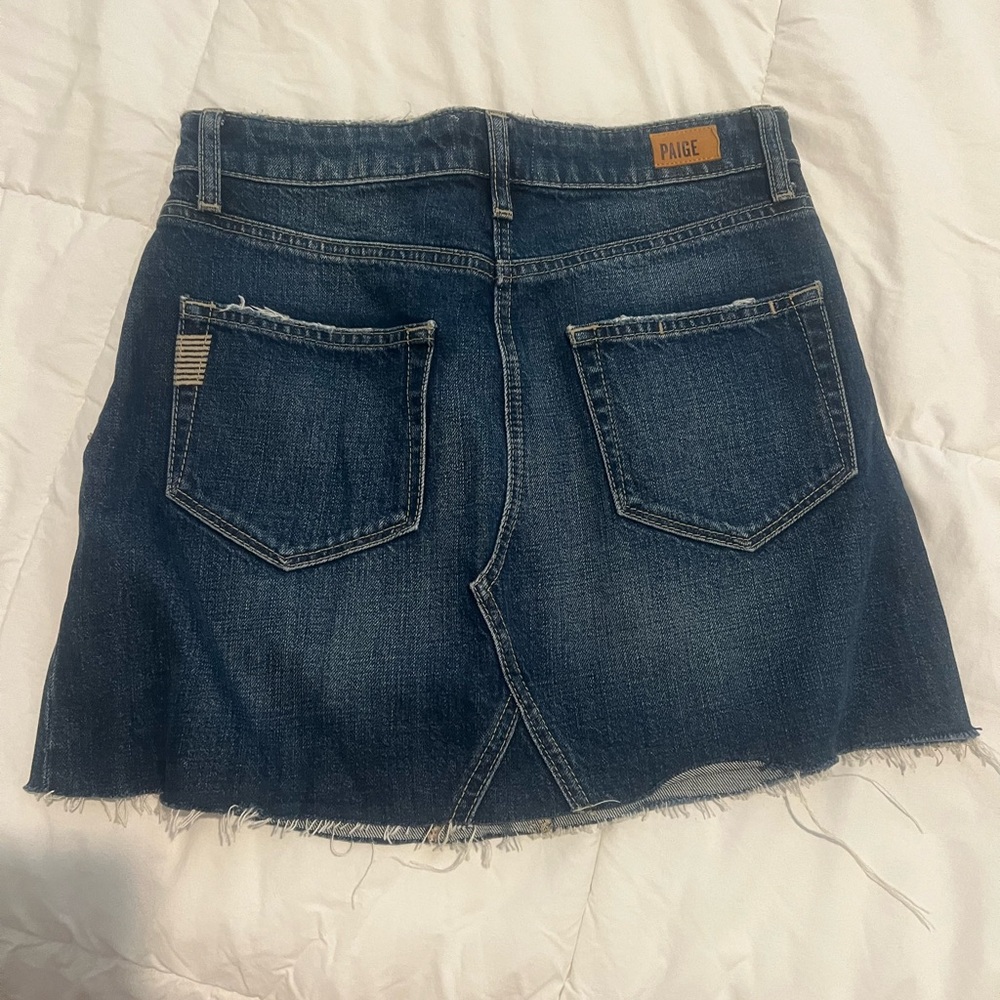 PAIGE Women's Frayed Denim Mini Skirt - Dark Blue